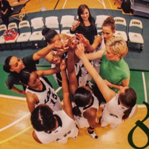 Christina Granville and her teammates during a Saint Leo University basketball game.